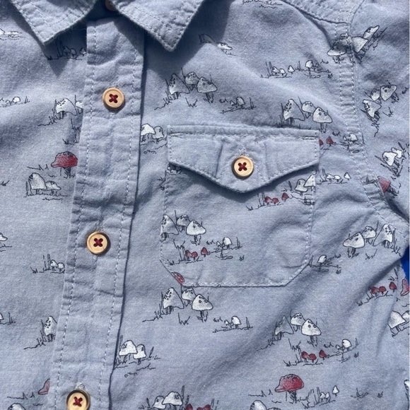 Oshkosh Genuine Kids mushroom button down shirt, size 4T - Picture 3 of 10